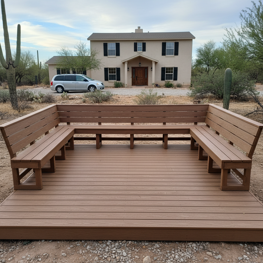 Custom Deck Design completed by Pinnacle Deck Inc in Sahuarita, AZ